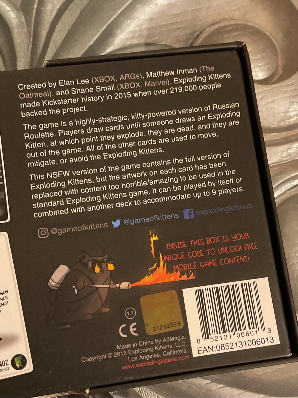 Exploding Kittens NSFW Deck Card Game - Black & Red